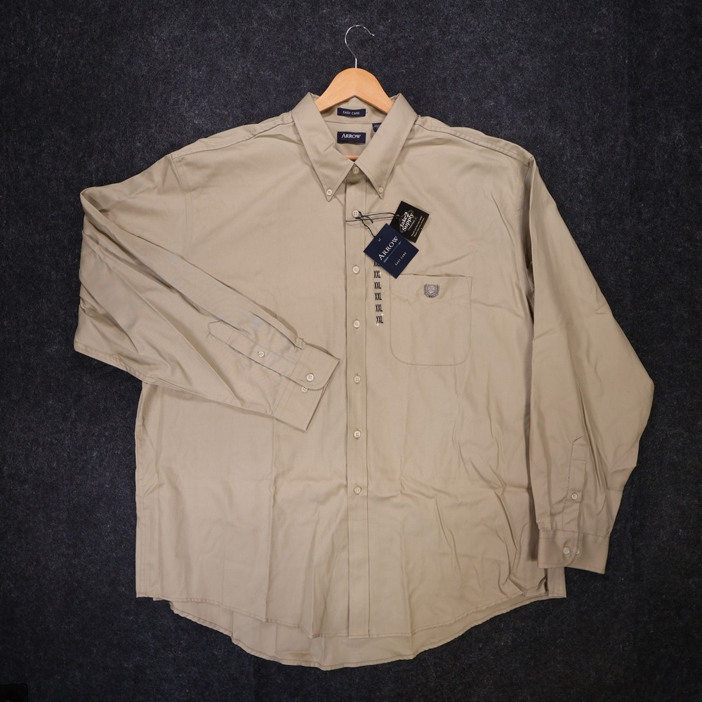 Arrow Button Down Shirt Mens XXL Tan New Vintage Easy Care Long Sleeve